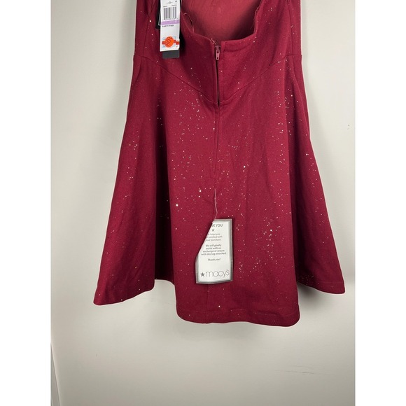 City Studio Wine Gold Glitter Criss Cross Back Fit Flare Dress Junior Size 11 - Picture 7 of 14